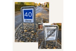 Zone skilt E53/E54 40 km/t dobbelt + lav galge